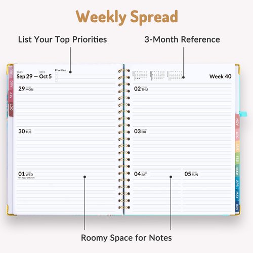 Forvencer Planner 2025-2026 for Women, Academic Year Monthly and Weekly Planner, July 2025 - Jun 2026, 8.5" x 11", Hardcover Student Teacher Planners Agenda Calendar Book with Tabs, Light Green