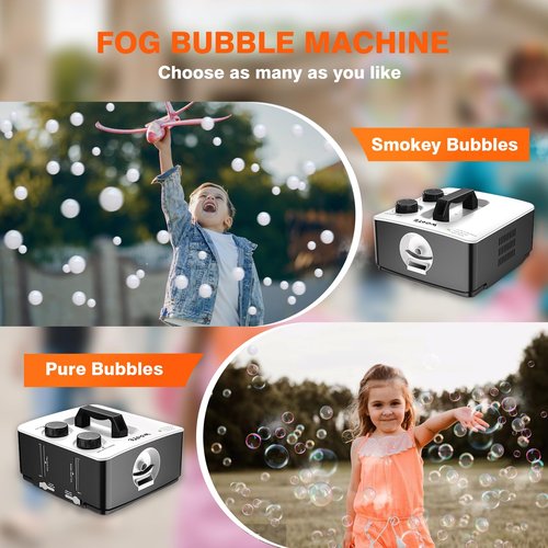 Fog Machine, No Spill Fog Bubble Machine, Portable Smoke Bubble Machine, Bubble Fogger, Bubble Fog Combo Machine for Indoor Outdoor Party Wedding Birthday Photograph Christmas Halloween