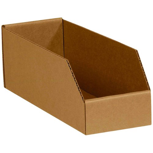 Ship Now Supply SNBINMT412K Open Top Bin Boxes, 4" x 12" x 4 1/2", 4" Width, 4.5" Height, 12" Length, Kraft (Pack of 50)