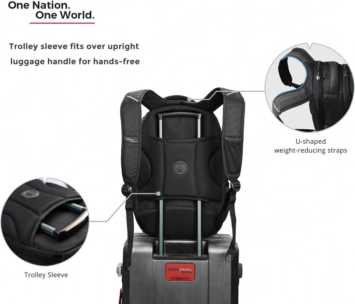 Swissdigital Travel Backpack - TSA Friendly, USB Charging & RFID Protection for 15.6" Laptops - Black | J14-BR