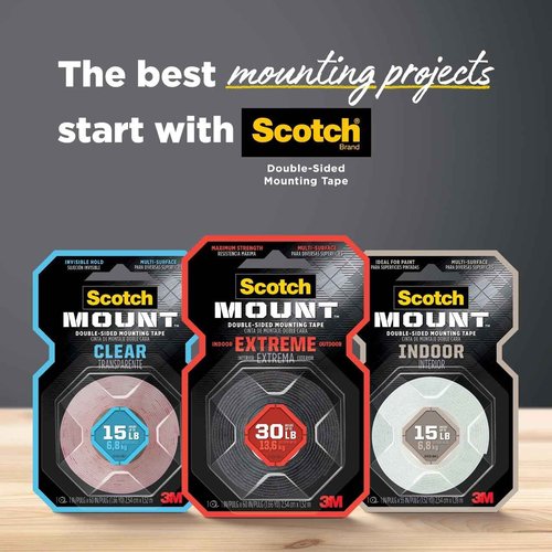 Scotch-Mount Double-Sided Tape Mega Roll, 3/4 in x 114 ft, Indoor Mounting White Tape, Features 3M Industrial Strength Adhesive, No Mess or Tools (110H-MR)
