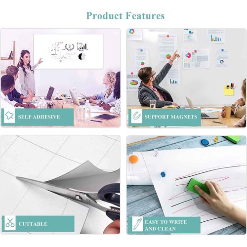 Warasee Magnetic Dry Erase Whiteboard Sticker, 24" x 39" Stick on Whiteboard for Wall, Dry Erase Board Peel and Stick for Kids, Office, Home, with Marker, Eraser and Magnets (Adhesive Backing)