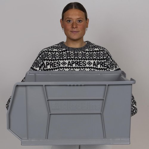 Akro-Mils 30289 Super-Size AkroBins Plastic Storage Bins, Space-Saving Stackable Bins for Garage, Classroom, Warehouse Organization, 24-Inch L x 18-Inch W x 12-Inch H, Grey, 1-Pack