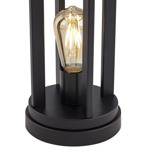 360 Lighting Marcel 24 1/4" Tall Modern Industrial Set of 2 Table Lamps with USB Ports A+C Charging LED Nightlight Black Metal Natural Linen Shade Bedroom Living Room House Desk Bedside Nightstand