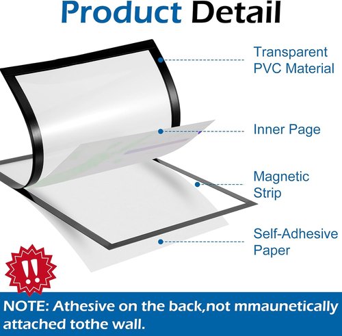 Magnetics 20-Pack Sign Holders - Self-Adhesive Magnetic Document Holders for Wall & Window Display | 8.5 x 11 Inches