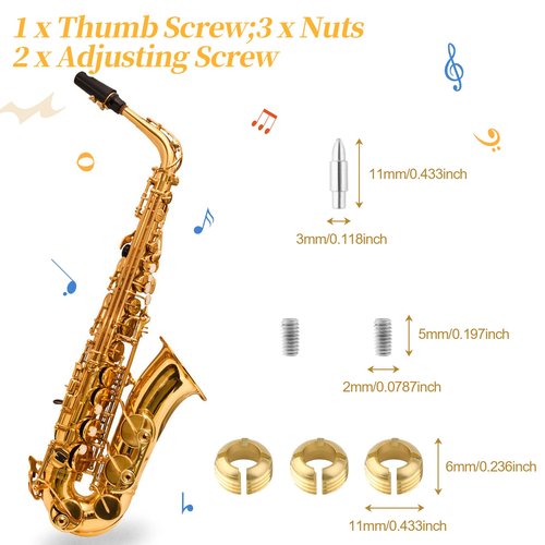 Alto Saxophone Repair Kit,118 Pcs Alto Saxophone Repair Parts Replacement Tools set,Woodwind Musical Instrument Maintenance Replacement Accessories