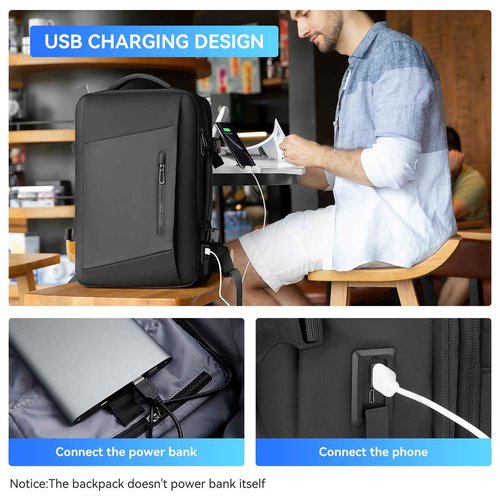 MARK RYDEN Travel Backpack for Men, 38L Airline Approved Carry on Backpack with 17.3 Inch Laptop Compartment and USB Charging Port, Waterproof Business Backpack Ideal for Traveling, Working