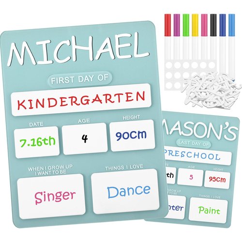 Chunful Personalized First and Last Day of School Board Reusable Acrylic Name of Sign Chalkboard Back to School Photo Prop Supplies for Preschool Kindergarten Elementary Student Gifts, 11 x 9 Inch