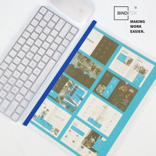 Binditek 12 Pack Clear Report Covers with Navy Sliding Bars, 25 Sheet Capacity, 5mm Binding Bars, Letter Size, 5.5 Mil Thick, for Students and Coworkers