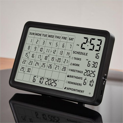 8 Inch Digital Calendar with Schedule Reminder, Multifunctional Smart Calendar Alarm Day Clock Wall & Desk Mountable, 90-Day Battery Life, Digital Planner organizer for Business Office Home School, Black