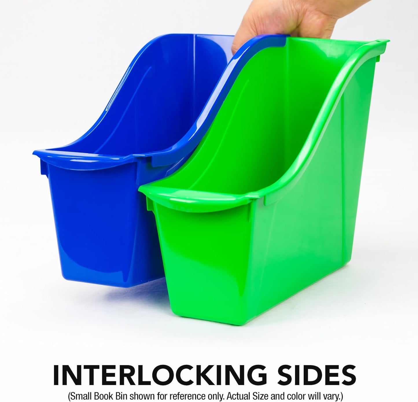 Storex Interlocking Book Bins - 5-Color Set | Durable Plastic, 5 1/3"W x 14 1/3"L x 7"H