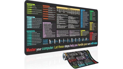Excel Shortcut Keys Mouse Pad – XL Large 31.5"x11.8" Cheat Sheet Desk Mat with Excel & Word Shortcuts | Extended Office & Gaming Desk Pad | Keyboard Shortcuts Mat | Non-Slip, Waterproof