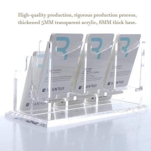 YUXUN Business Card Holder Display for Desk, Multiple Vertical Cards Stand, 6 Slots Clear Acrylic Business Card Case for Women and Men (6 Slot V)