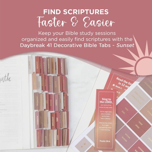 Decorative Bible Tabs for Women (96 Pieces) - Earth Tone Neutral Gold Foil Bible Tabs - Laminated Bible Labels Tabs – Remove & Replace Bible Index Tabs - Bible Study Supplies for Women (Sunset)
