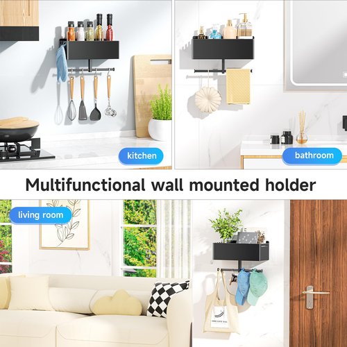 Dog Leash Holder for Wall, Dog Leash Hooks, Leashes Hangers for Pet Stuff Organizer, Dogs Leashes Shelf Organizer, Key Holder Wall Mount, Dog Accessory Storage Rack for Pet Collar, Poop Bag, Toy, Mail