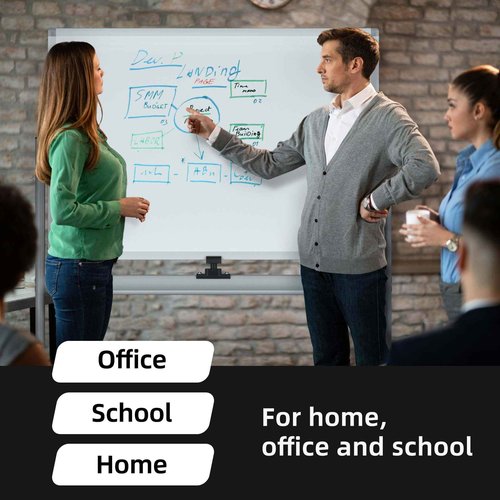 INNOVART Mobile Whiteboard 36" x 24", 360° Reversible Double Sided Magnetic Dry Erase Board with Portable Rolling Stand on Wheels, Easel Standing Board with Aluminum Frame