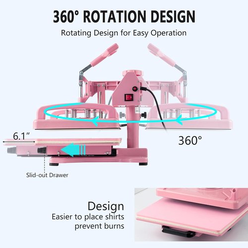 Hitgrand Heat Press Machine - 12x15 Inch T-Shirt Press with 8-in-1 Combo for Tumblers, Hats & Mugs
