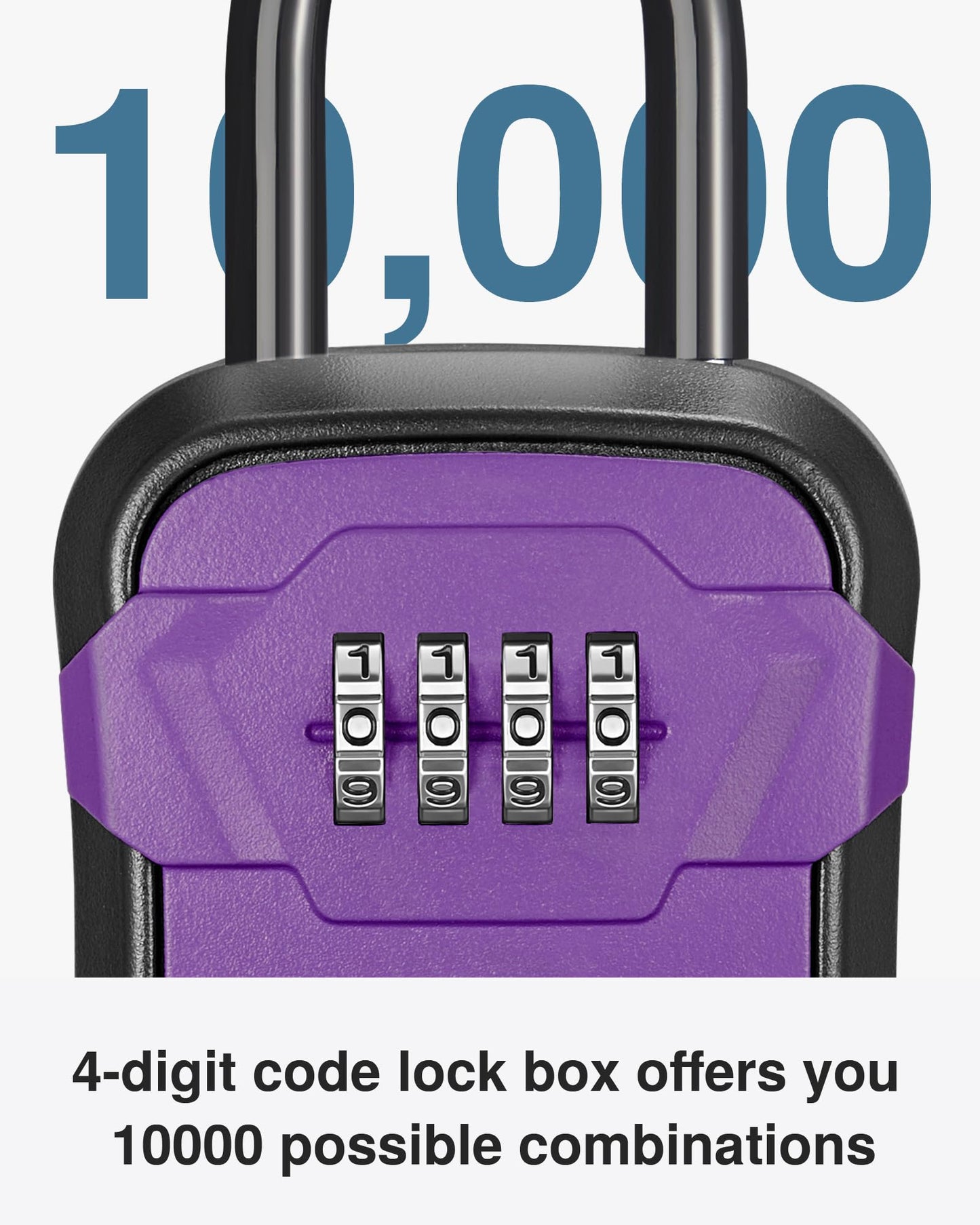 Puroma Lock Box, Key Lock Box Wall Mount & Portable Combination Lockbox with Resettable Code, Security Lockbox for Outside House Keys, Apartment Realtors Spare Keys Storage (1 Pack, Purple)