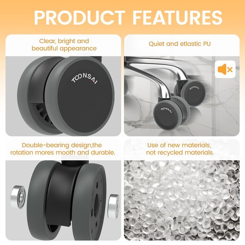 3 Inch Office Chair Wheels Replacement Rubber-Like Caster Wheel Set of 5 - Dual Wheel Heavy Duty 660LB, Quiet Smooth Rolling for Hardwood Floors & Carpet (Not for 1KEA Chairs)