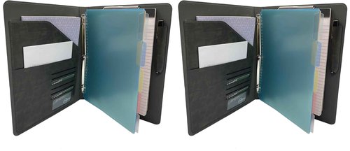 Binder Portfolio Organizer with Color File Folders, Business and Interview Padfolio with 3-Ring Binder, Clipboard (Pack of 2)