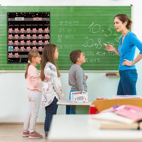 AmazingSpark 439 Pcs Classroom Calendar Number Days of The Year Set with Confetti Pocket Chart Storage Box and Cards Calendar Numbers for Classroom Bulletin Board School Elementary Learning Activity