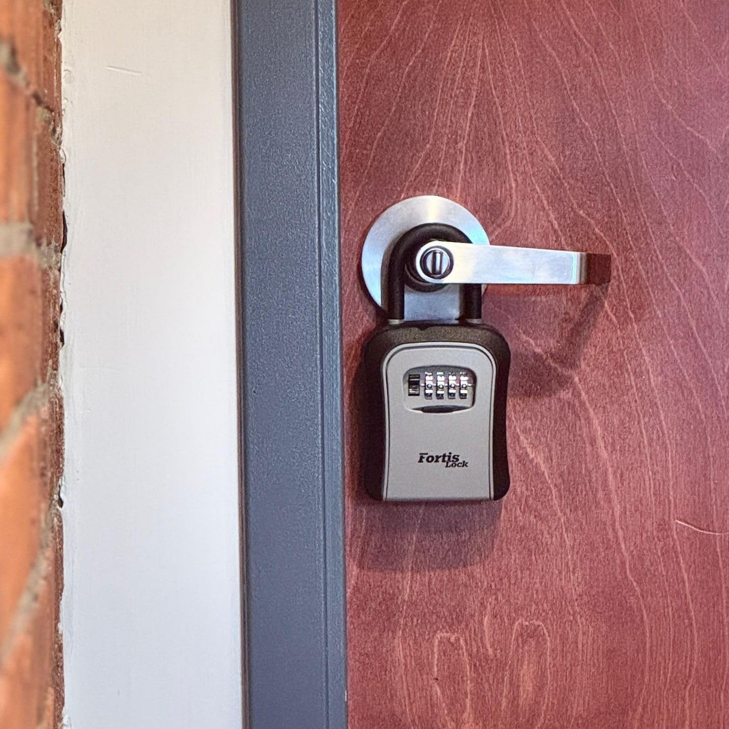 Skiennix Portable Key Lock Box - Weather-Resistant 4-Digit Combination Safe for Outdoor Use - Gray