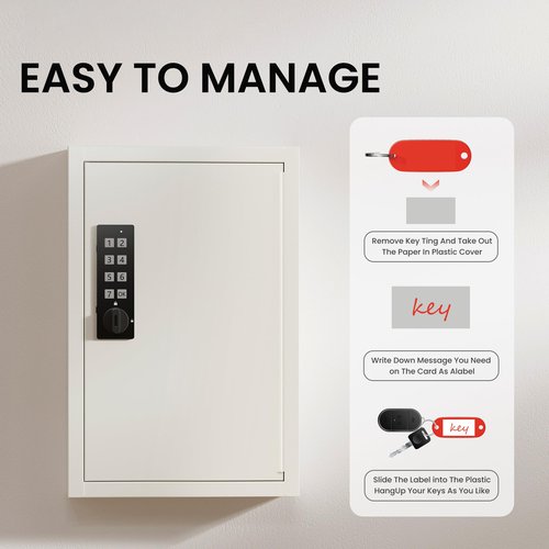 Grimtron 40 Keys Electronic Key Lock Box for Keys with Code, Private/Public/Password Hiding Mode Key Cabinet Wall Mount for Garage/Property Management Key Storage