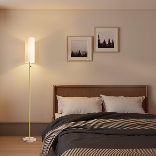 Aulaiyi Dimmable Gold Floor Lamp for Living Room,Modern Standing Lamp with Marble Base,LED Bulb Included,Floor Lamps for Bedroom, Living Room,Office,Reading and Nursery(Gold Floor Lamp)