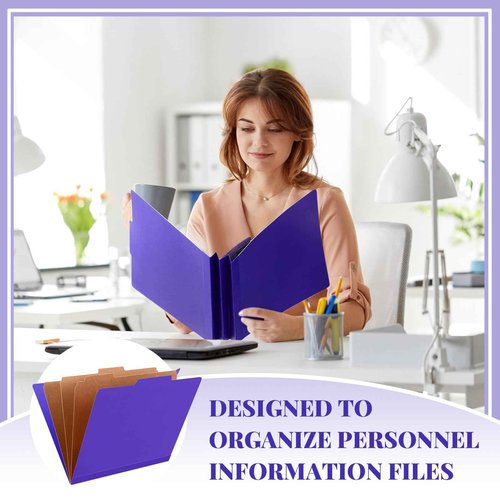 Skyygemm 36 Pcs Classification Folders Letter Size, 3 Divider Pressboard File Folder with Fasteners, Expanding File Organizer Bulk for Teachers, Clergy, Office, Church, Christmas Donations (Purple)