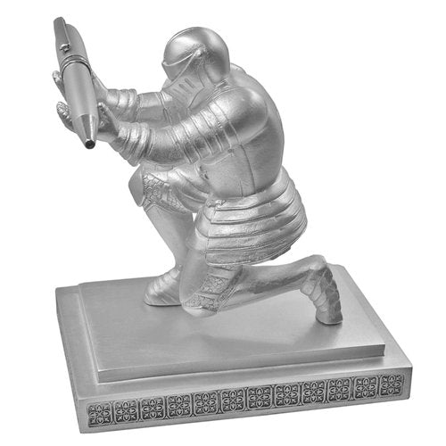 Aurueda Executive Knight Pen Holder Personalized Desk Accessories Fancy Kneeling Knight Pen Holder for Desk