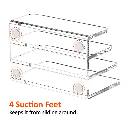 FUCDTEFC Desk Mail Organizer, 3 Section Clear Acrylic File Holder Letter Organizer, Vertical Lightweight Modern Envelope Holder Desk Accessories & Workspace Organizers for Office, Home, School