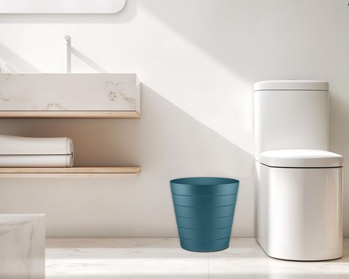 Small Trash Can (1.3 Gallons), Dorm Trash Can, Heavy Duty Dust Bin, Mini Garbage Can for Bedroom (Pack Of 3), Plastic Wastebasket, Bathroom Wastebasket (Blue) Round paper Trashcan, Office Trash Bin