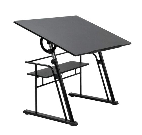 Studio Designs Zenith Height Adjustable Drafting Table with Shelf in Black