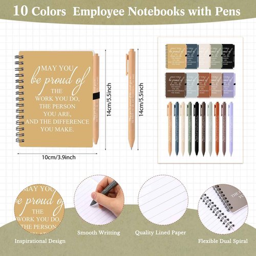 Honoson 30 Sets/60 Pcs Medical Assistant Employee Appreciation Gifts May You Be Proud The Work Notebook with Ballpoint Pen Inspirational Journals Bulk Thank You Gifts for Team Coworker (Vivid Color)