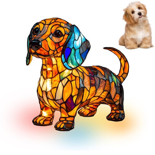 SEPSUMMER Dachshund Lamp, Cute Dog Series Art Night Light, Pet Dogs Themed LED Table Lamps with Warm Ambient Glow for Dog Lovers (Dachshund, 6'')