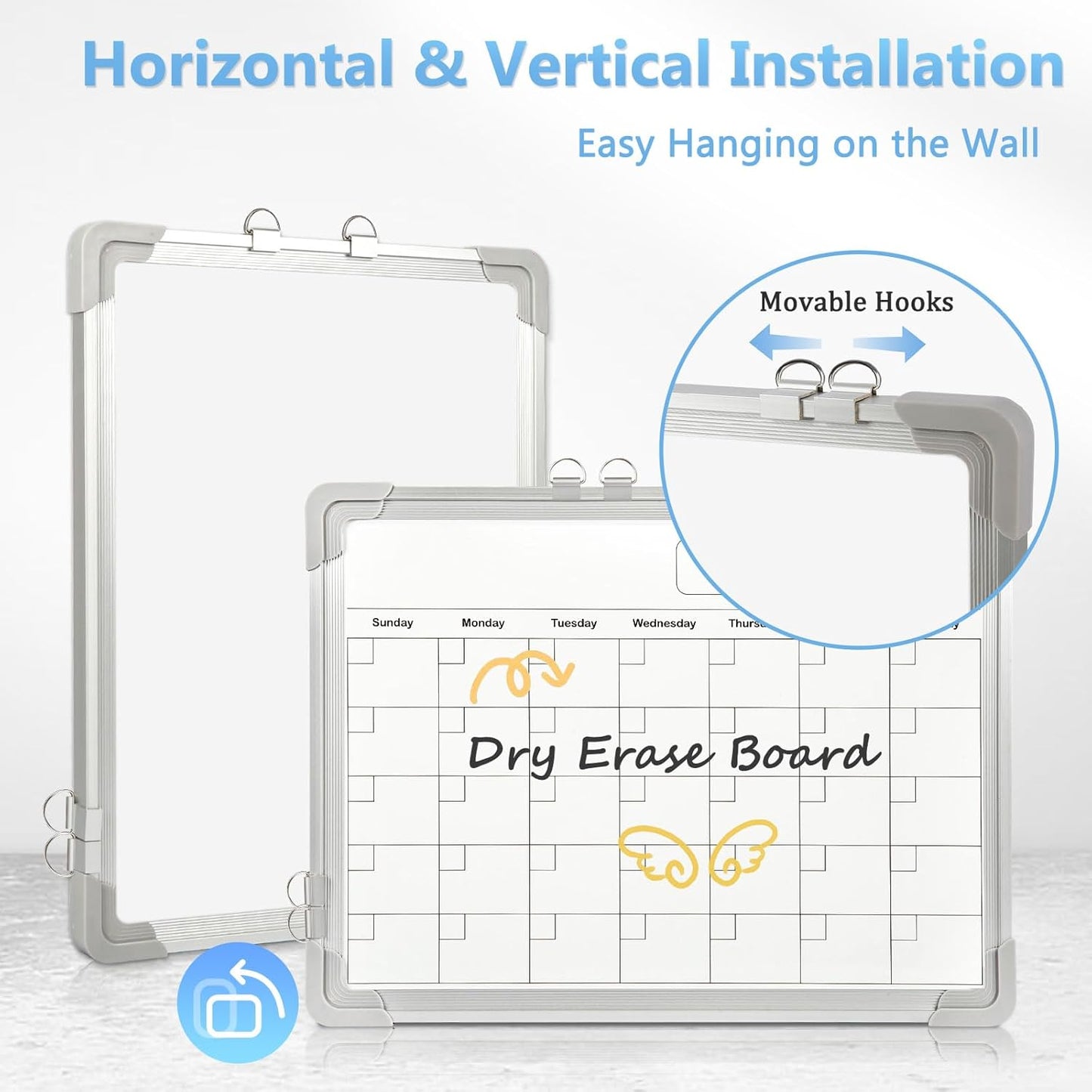 Skiennix Double-Sided Whiteboard Calendar - 16" x 12" Magnetic Dry Erase Planner for Home & Office