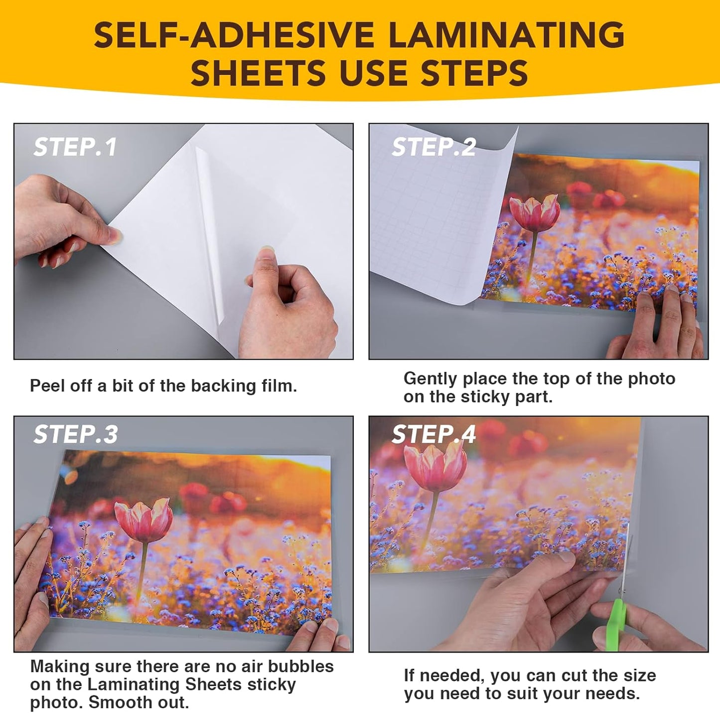 Skiennix Self-Adhesive Laminating Sheets - 140 PCS, 9 x 12 Inches, No Heat, Easy Self-Sealing