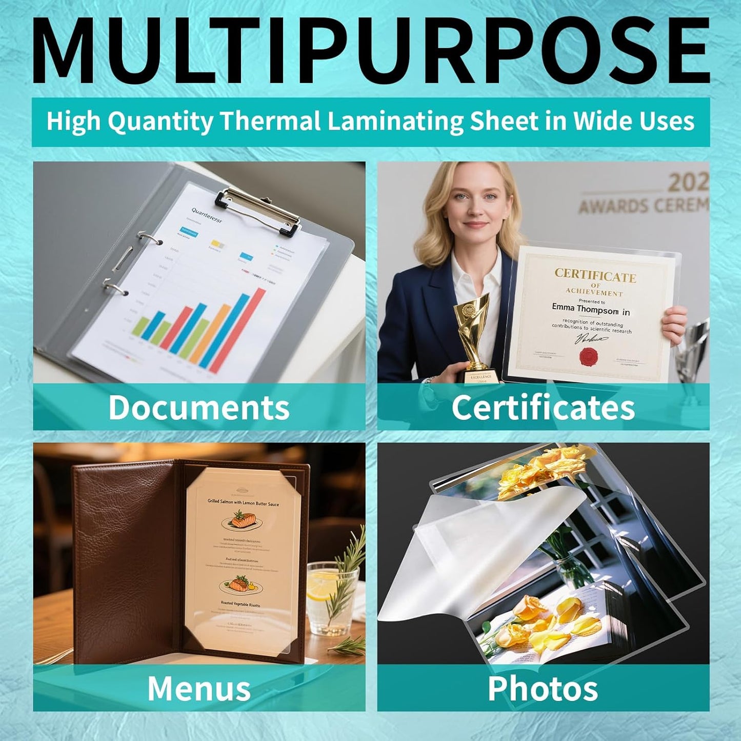 Skiennix Thermal Laminating Pouches - Clear 9 x 11.5 Inch Sheets for US Letter Size | 30 Pack