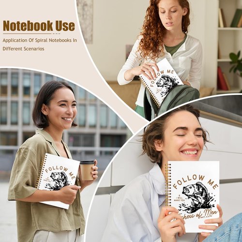 WUCHJ Retro Fish Christian Notebook,Boys Religious Notebook, Matthew 4:19 Bible Verse Journal, Religious Scripture Spiral Notebook Journal for Note Taking, Christian Faith Based Gifts for Women Men, 5.5x8.3 Inch