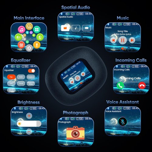 AI Language Translator Earbuds 144 Languages 8 Offline Modes OWS Touchscreen HD Sound iOS Android Compatible Long Battery Life Ideal for Travel Business Black