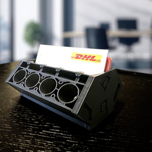 CREATE WORK PLAY V8 Engine Model Business Card Holder for Desk – Unique Desk Decor, Business Card Display