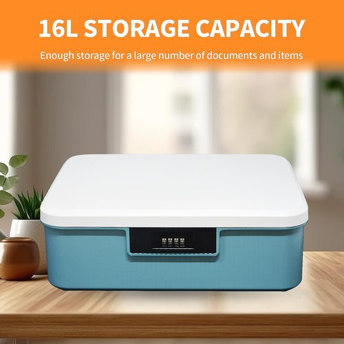 Lockable Storage Container Bin 4.2 Gallon/16L Heavy-Duty Plastic Organizer Box with Changeable Combination Lock, Versatile Secure Storage for Home, Office, Travel, Outdoor & School (Blue)
