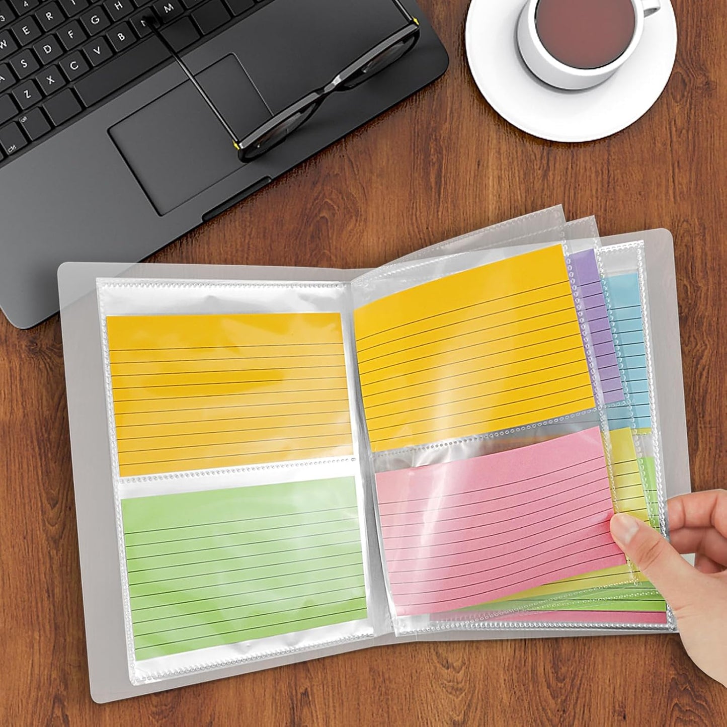Bercoor Index Card Holders - 3 Pack for 240 Cards | Organizer Pouches for Notes, Study & Recipes