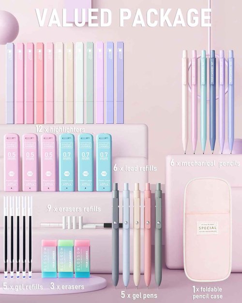 Four Candies Aesthetic School Supplies with Cute Pen Case