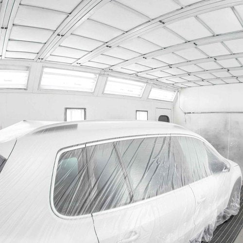 HARFINGTON 3 Rolls Pre-Taped Masking Film 177.2" x65.6ft Double Adhesive Tape and Drape Painters Plastic Drop Cloth Film with Tape Plastic Sheeting for Automotive Painting Covering