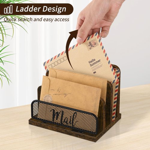 YINMIT Mail Organizer Countertop, Mail Holder, Desktop Mail Sorter, Letter Holder for Countertop, Bill Envelope Holder,Office Desk Organizers and Accessories for File Paper Folder