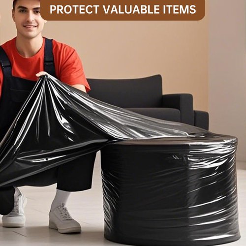 Black Stretch Wrap Roll-Heavy Duty Industrial Strength 18in x 1500ft, Black Shrink Wrap Film Roll 80 Gauge - Ideal for Warehouse, Pallet Moving, Shipping, and Household Packing
