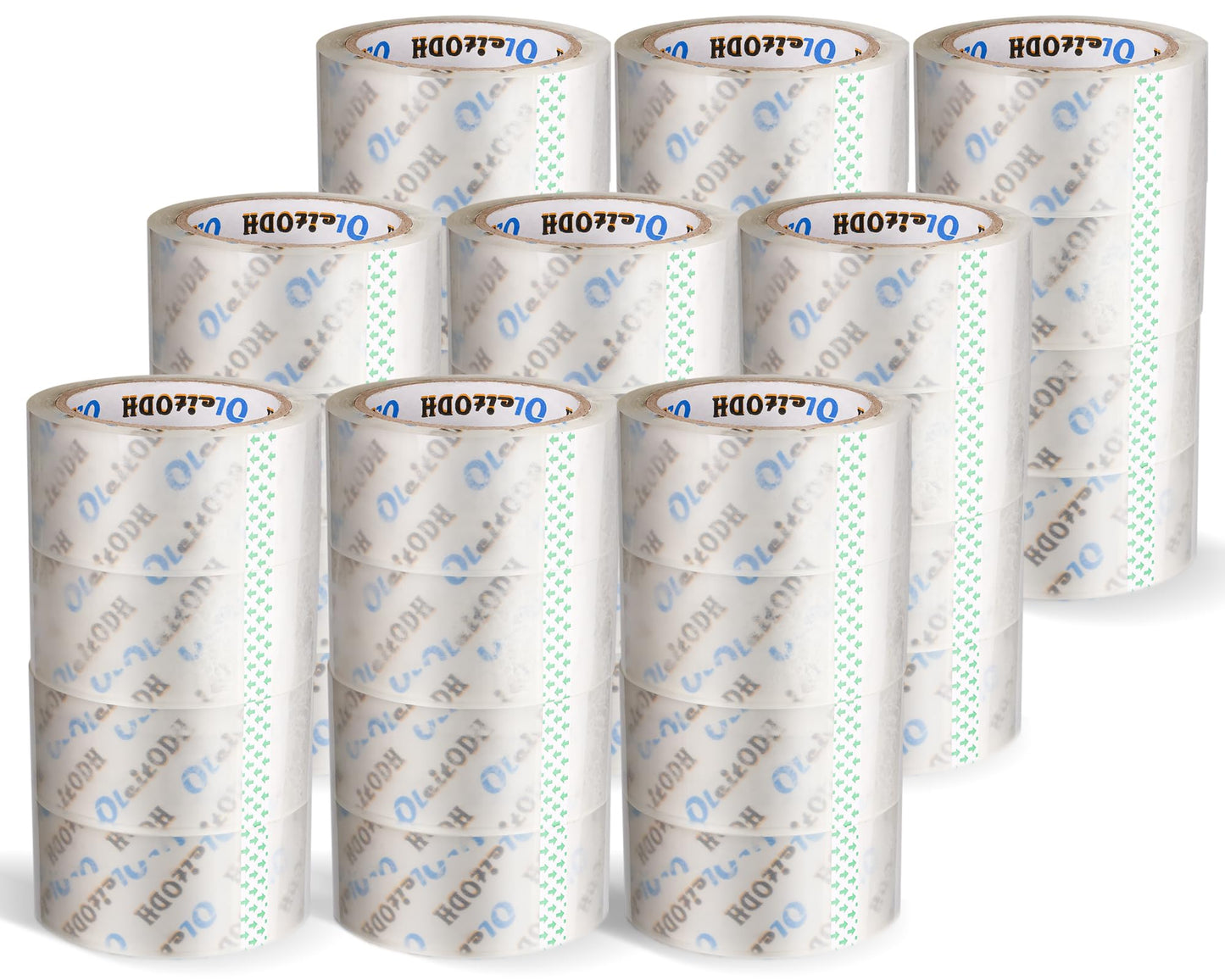 Oleitodh 36 Rolls Clear Packaging Tape with Dispenser, 1.88" X 60 yd Shipping Tape Bulk, Total 2160 Yards, 2.7 mil, 3" Core, Heavy Duty Packing Tape Refills for Moving Boxes, Package, Mailing