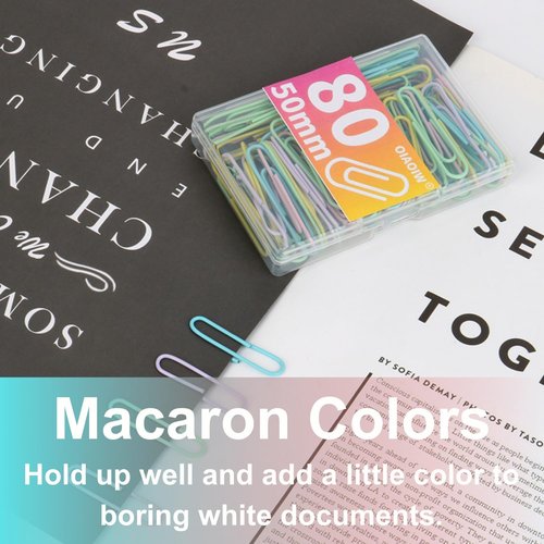 Macaron Large Colored Paper Clips - 2 Inch (50mm) | 160 Pack for Office & School Use
