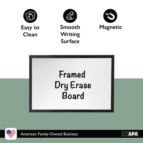 Ilyapa Extra Large Dry Erase Board for Wall - Wood Framed Magnetic White Board - 24 x 36 Inches Decorative Wall Hanging Menu Whiteboard - Black